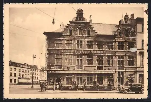 AK Brüssel / Bruxelles, Marché-aux-Porcs, Café-Restaurant Au Cheval Marin
