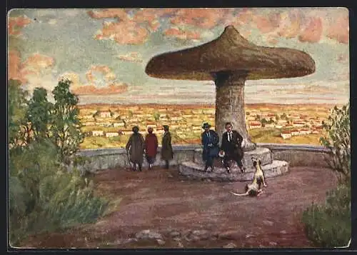 Künstler-AK Sebastopol /Krim, Aussichtsterrasse mit Blick auf die Stadt