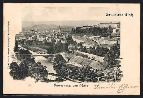 AK Glatz, Panorama mit Festung