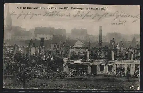 AK Hohenstein, Zerstörte Ortspartie nach der Russenvertreibung 1915