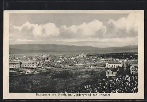 AK Nisch, Panorama, Im Vordergrund der Friedhof