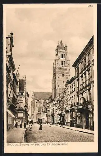 AK Brügge, Steinstrasse und Erlöserkirche, Der Krieg 1914-16