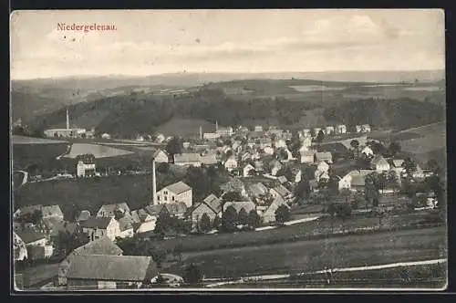 AK Niedergelenau, Panoramablick auf den Ort und ins Land