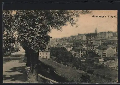 AK Annaberg / Erzgeb., Teilansicht vom Berg aus gesehen