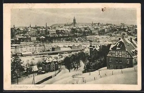 AK Annaberg / Erzgeb., Totale im Winter