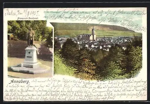 AK Annaberg / Erzg., Panorama und Bismarck-Denkmal