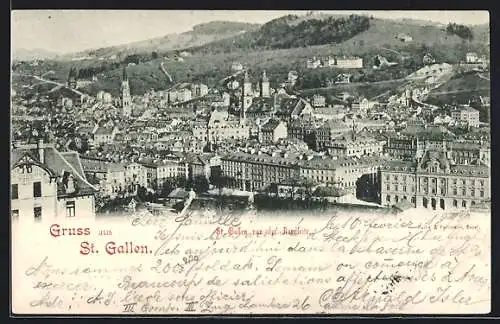 AK St. Gallen, Stadtpanorama von Norden gesehen