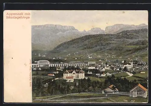 AK Appenzell, Gesamtansicht mit Säntisgebirge