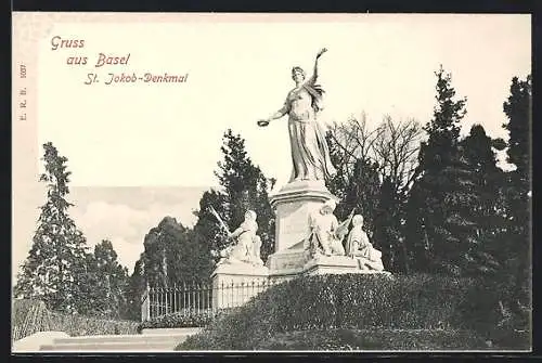 AK Basel, St. Jakob-Denkmal