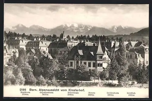 AK Bern, Alpenaussicht vom Klosterhof