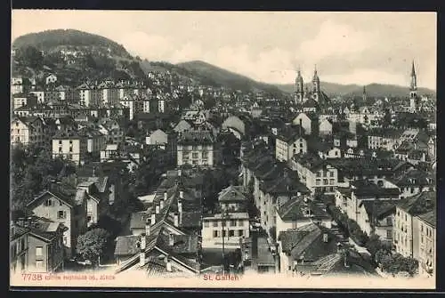 AK St. Gallen, Teilansicht mit Kirche