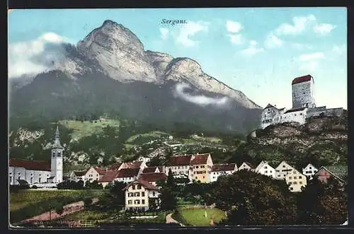 AK Sargans, Gesamtansicht mit Berg