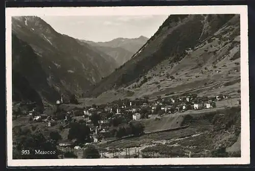 AK Mesocco, Teilansicht mit Bergen