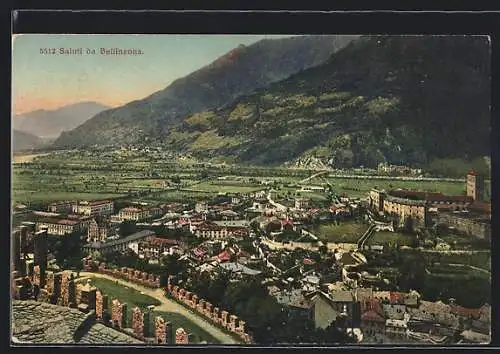 AK Bellinzona, Blick über die Dächer der Ortschaft
