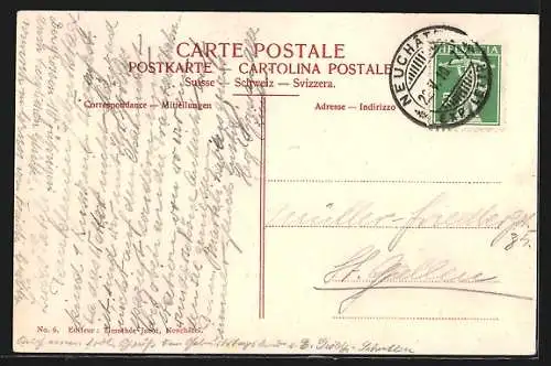 AK Neuchâtel, Le Château et les Alpes