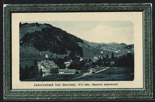 Präge-AK Gonten, Hotel Jakobsbad, Passepartout