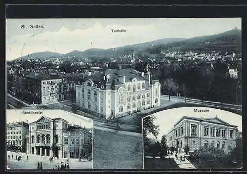 AK St. Gallen, Tonhalle, Stadttheater, Museum