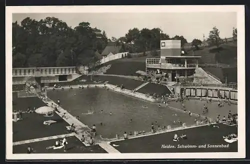 AK Heiden, Schwimm- und Sonnenbad aus der Vogelschau