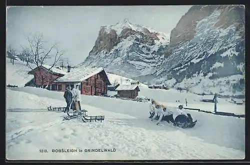 AK Grindelwald, Bobsleigh vor Berggipfel, Ortspartie