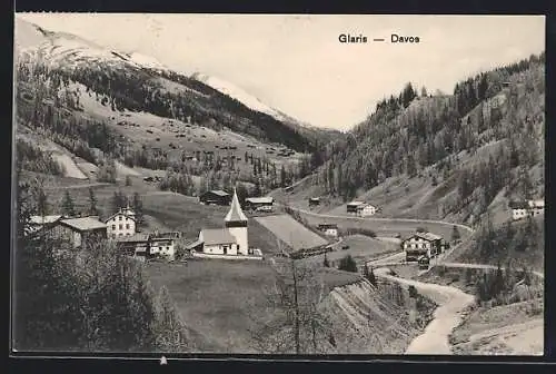 AK Davos-Glaris, Panoramablick auf die Ortschaft