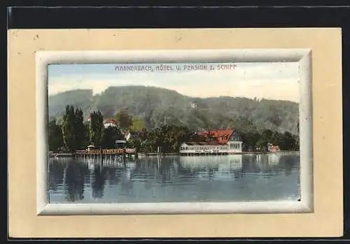 AK Mannenbach, Hotel und Pension zum Schiff, vom Wasser gesehen