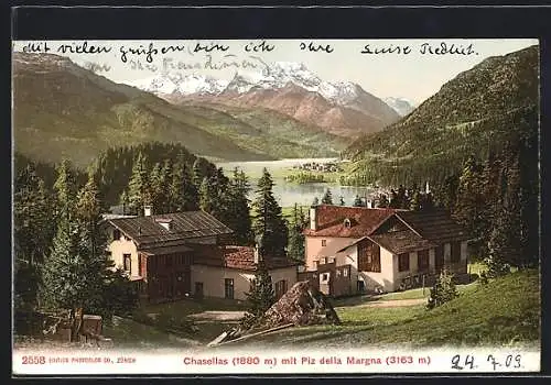 AK Chasellas, Ortsansicht mit Piz della Margna