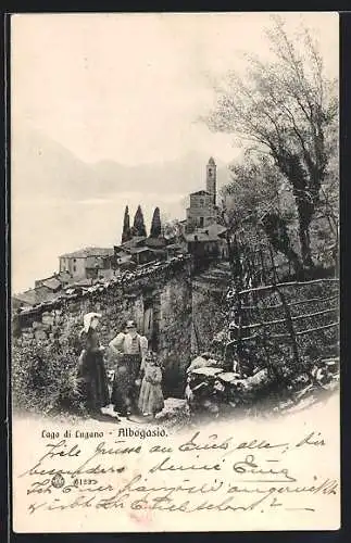 AK Albogasio /Lago di Lugano, Ortspartie mit Kirche