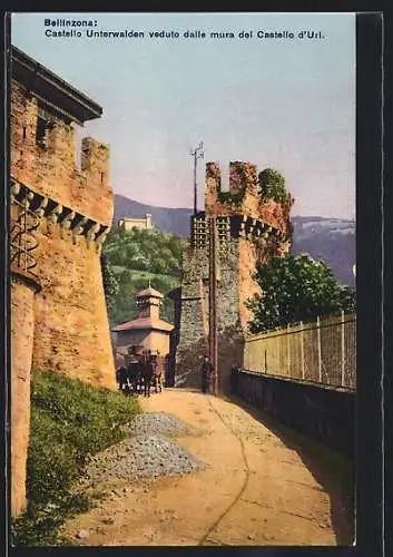 AK Bellinzona, Castello Unterwalden veduto dalle mura del Castello d`Uri