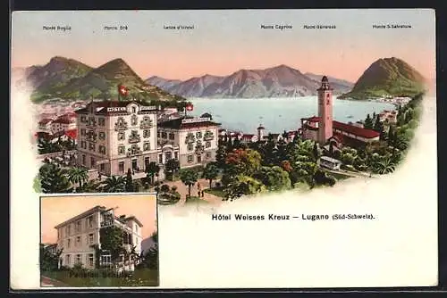 AK Lugano, Hotel Weisses Kreuz, Pension Schiller