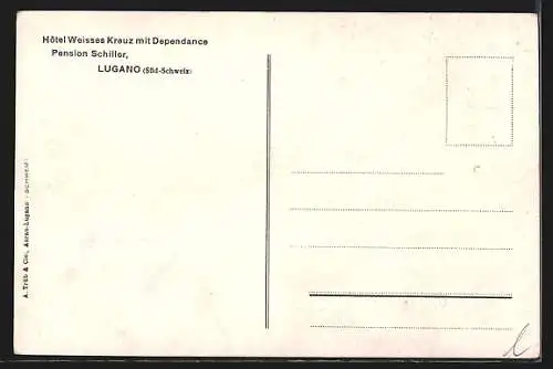 AK Lugano, Hotel Weisses Kreuz, Pension Schiller