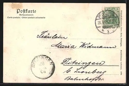 AK Pforzheim, Teilansicht mit Kirche