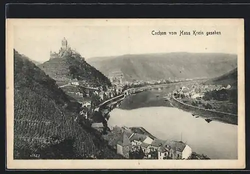 AK Cochem, Teilansicht mit Schloss vom Haus Krein gesehen