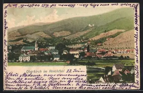 AK Oberkirch im Renchthal, Ortspartie mit Kirche