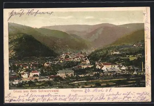 AK Oppenau /Schwarzwald, Teilansicht mit Kirche