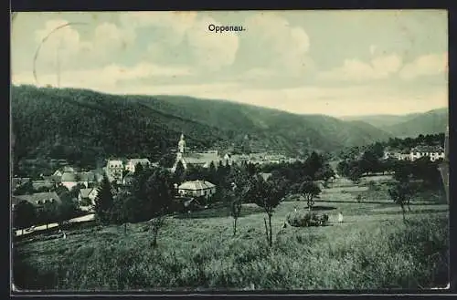 AK Oppenau, Ortspartie mit Kirche