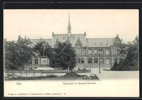 AK Kiel, Gymnasium mit Bismarck-Denkmal