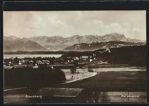 AK Starnberg, Teilansicht mit Bergen