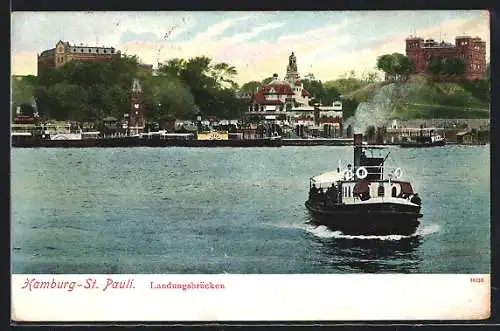 AK Hamburg-St. Pauli, Dampfer bei den Landungsbrücken