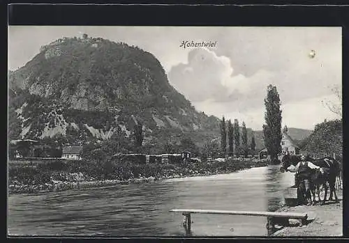 AK Hohentwiel, Panorama mit Festung