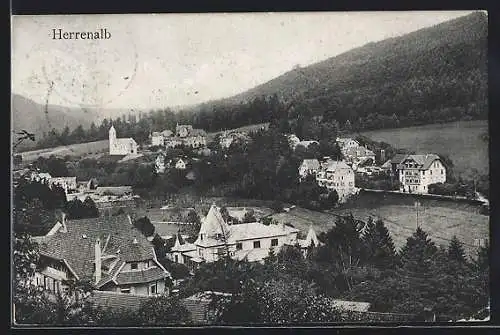 AK Herrenalb, Ortspartie mit Kirche