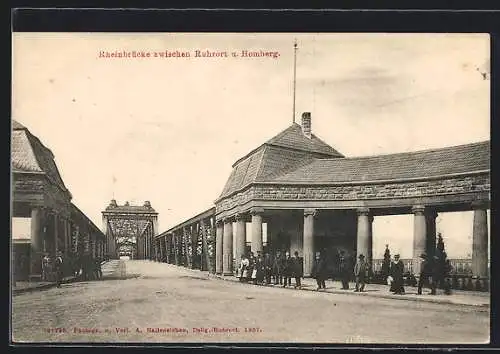 AK Homberg / Duisburg, Rheinbrücke zwischen Ruhrort und Homberg