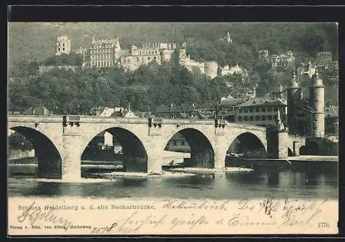 AK Heidelberg, Schloss und die alte Neckarbrücke