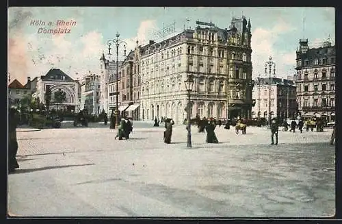 AK Köln, Domplatz mit Hotel St. Paul