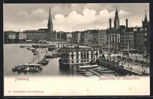 AK Hamburg-Neustadt, Jungfernstieg mit Cafe Alsterpavillon