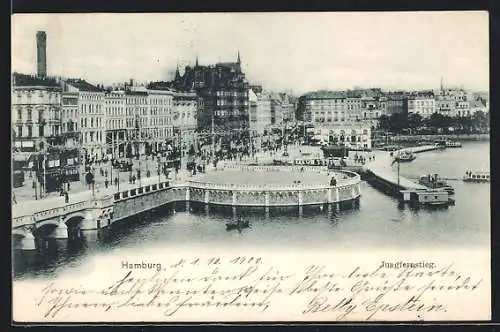 AK Hamburg-Neustadt, Jungfernstieg mit Strassenbahn