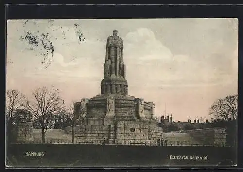 AK Hamburg-St.Pauli, Bismarck-Denkmal