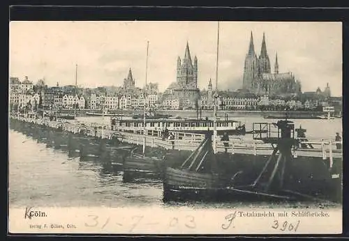 AK Köln, Totalansicht mit Schiffbrücke
