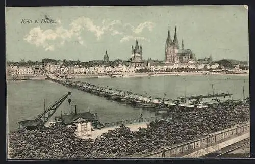 AK Köln, Schiffbrücke von Deuz nach Köln