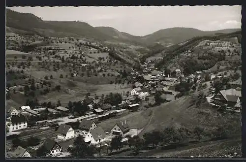 AK Oberharmersbach-Riersbach /Schwarzw., Ortsansicht mit Bergpanorama aus der Vogelschau