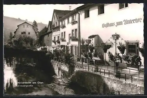 AK Meisenheim /Glan, Giessenpartie mit Gasthaus zum Untertor